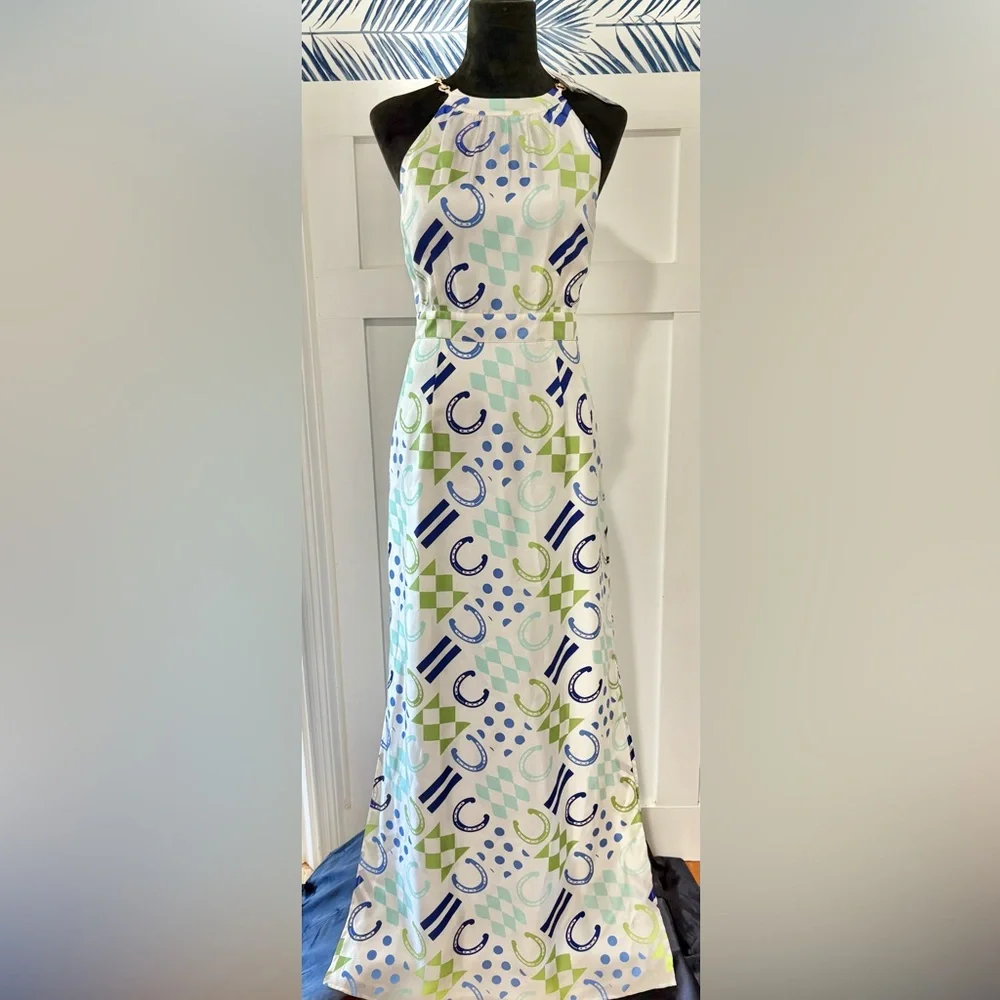 * NEW * 🏇 Vineyard Vines Horseshoe Patchwork Lined Kentucky Derby Dress Size 2 - Picture 11 of 16
